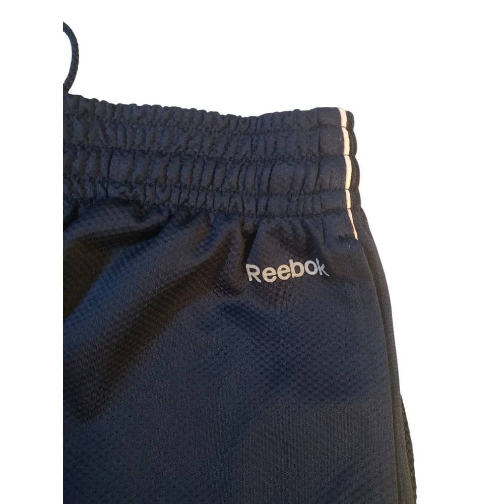 Reebok Mens Pants L Blue Drawstring Flat‎ Front Side High Rise Pockets Track